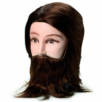 Główka fryzjerska męska Exclusive, ciemny brąz 20cm z brodą