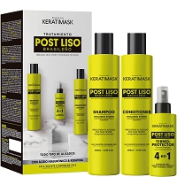 Placenta Life Keratimask Post Alisado Zestaw po keratynowym prostowaniu szampon 250ml, odżywka 250ml + spray 50ml